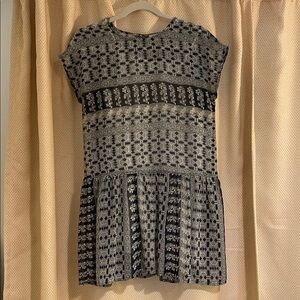 Ecote Black and White Patterned Midi Dress